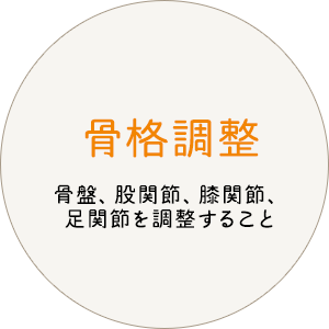 骨格調整 骨盤、股関節、膝関節、足関節を調整すること