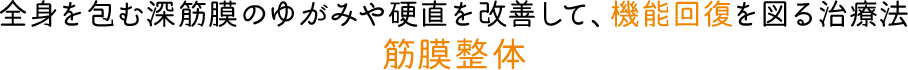 全身を包む深筋膜のゆがみや硬直を改善して、機能回復を図る治療法 筋膜整体