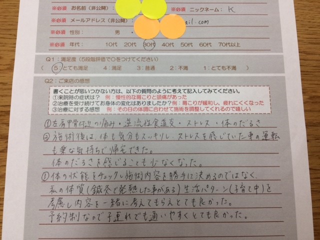  昭和町在住　　30代女性 逆流性食道炎