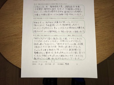  山梨県甲斐市在住　　30代女性　パニック障害、パニック発作、過換気症候群、動悸、不安障害、息苦しさ、精神疾患